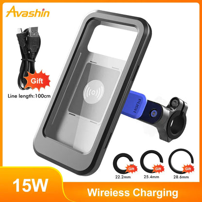 Bike Phone Mount Waterproof Touchscreen 15W Wireless & USB