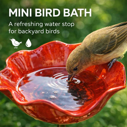 Bird Bath Flower-Shaped Weather-Resistant Metal