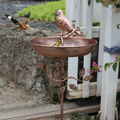 Bird Bath Low Bowl Decorative Metal Pedestal Tool-Free Assembly