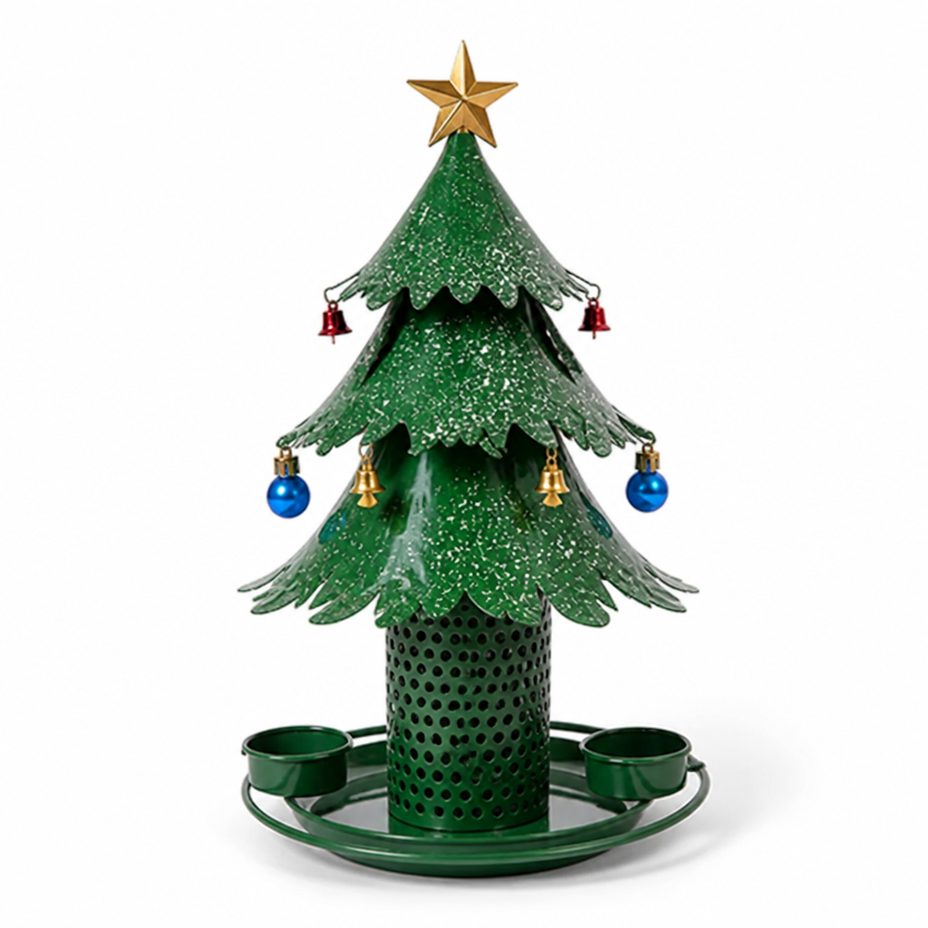 Bird Feeder Christmas Tree Shape Weather-Resistant Iron