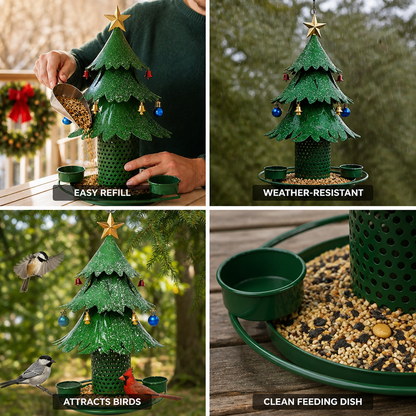 Bird Feeder Christmas Tree Shape Weather-Resistant Iron