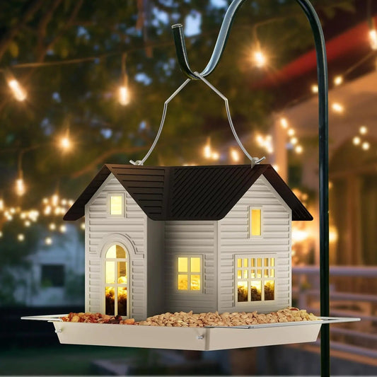 Bird Feeder Cottage Style Solar LED Weatherproof Metal