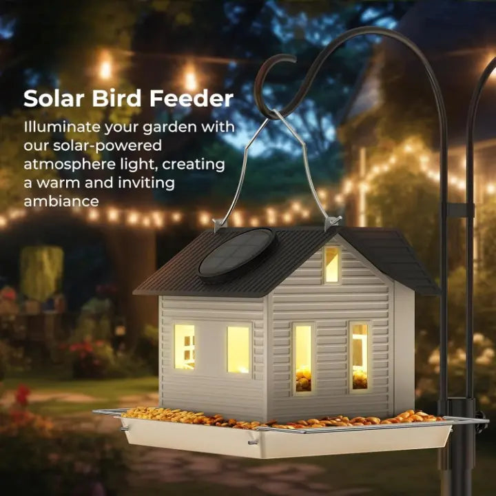 Bird Feeder Cottage Style Solar LED Weatherproof Metal
