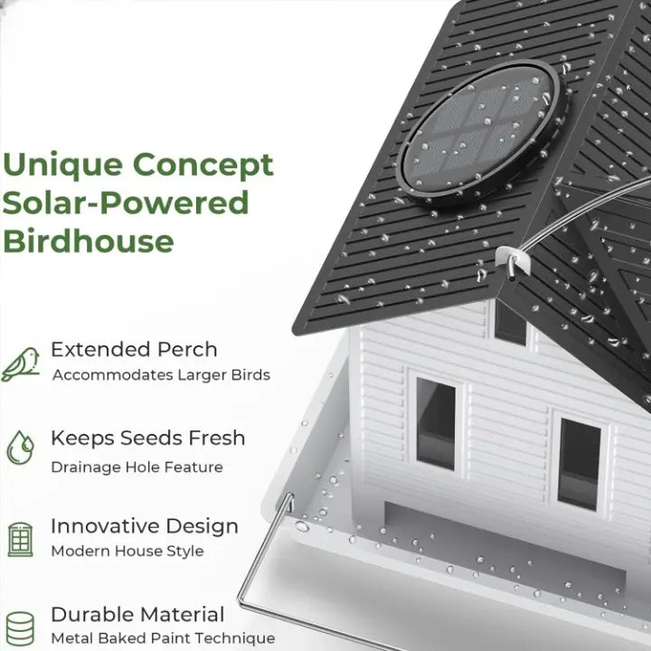 Bird Feeder Cottage Style Solar LED Weatherproof Metal