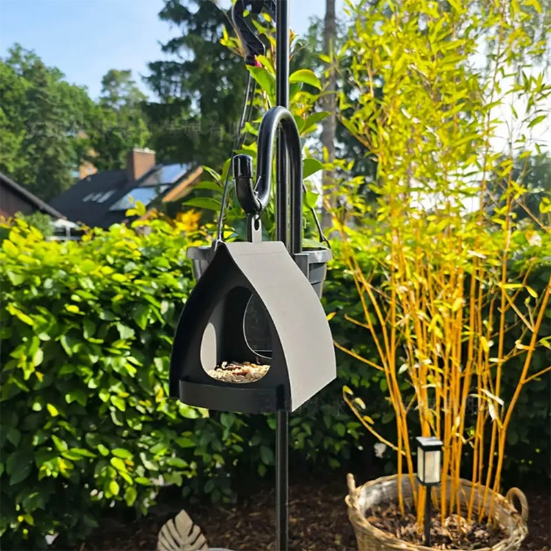 Bird Feeder Covered Weather-Resistant Plastic Perch & Hanging Loop