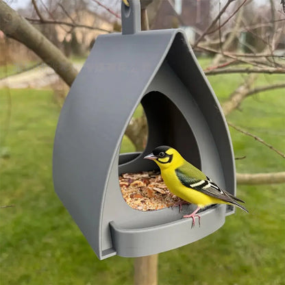 Bird Feeder Covered Weather-Resistant Plastic Perch & Hanging Loop