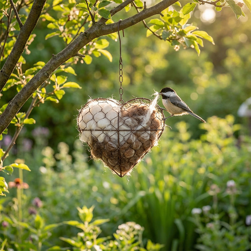 Bird Nesting Holder Heart Shaped Iron Ready To Hang