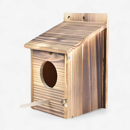 Birdhouse Solid Wood Box Shape Indoor & Outdoor