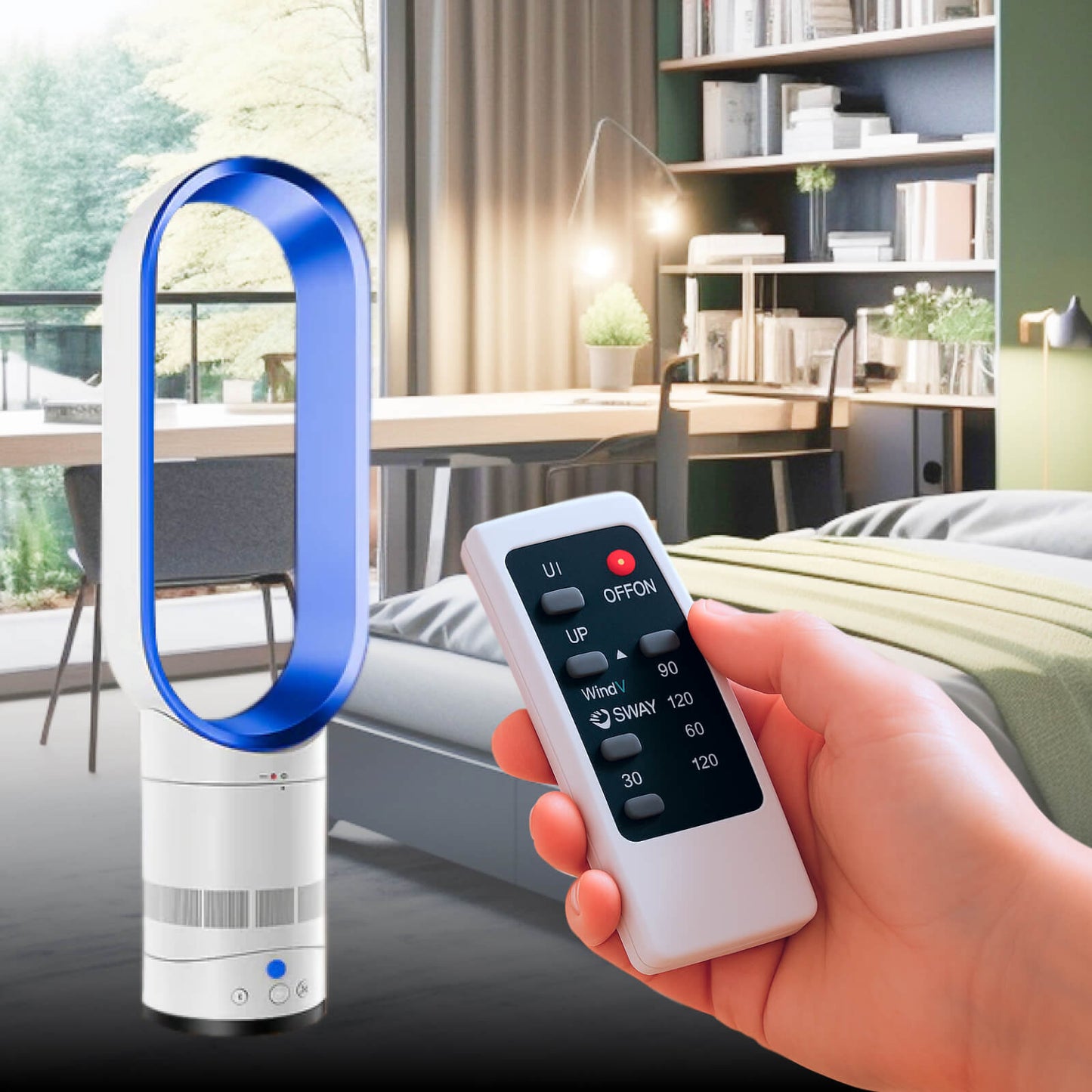 Bladeless Fan Remote Control Quiet 90 Degree Oscillation