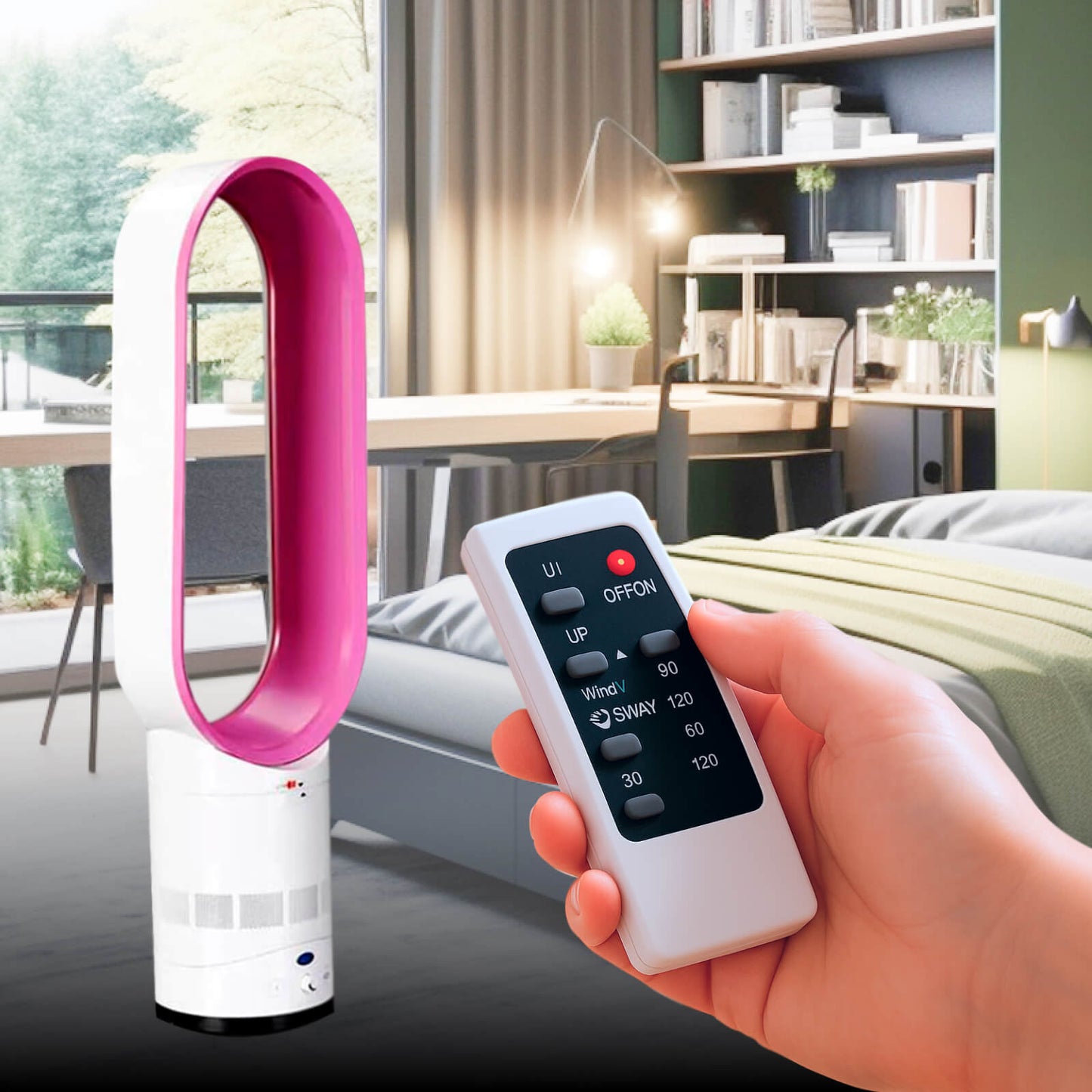 Bladeless Fan Remote Control Quiet 90 Degree Oscillation