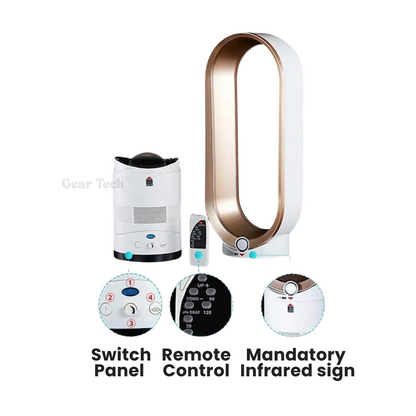 Bladeless Fan Remote Control Quiet 90 Degree Oscillation