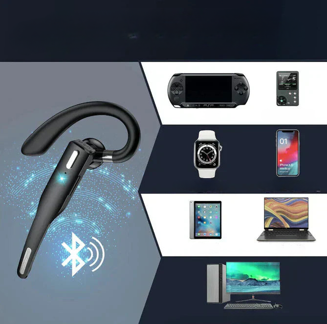 Bluetooth Headset Noise-Cancelling Dual Microphone 20-Hour Battery