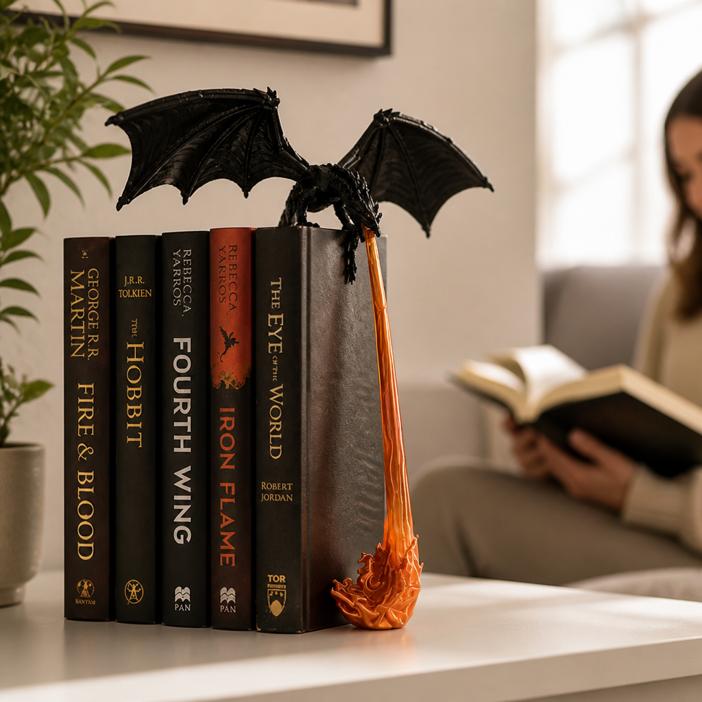 Bookend Dragon Flame Design 25cm Wingspan