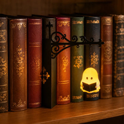 Bookshelf Lantern Warm Amber LED Battery-Operated Tool-Free Metal Holder