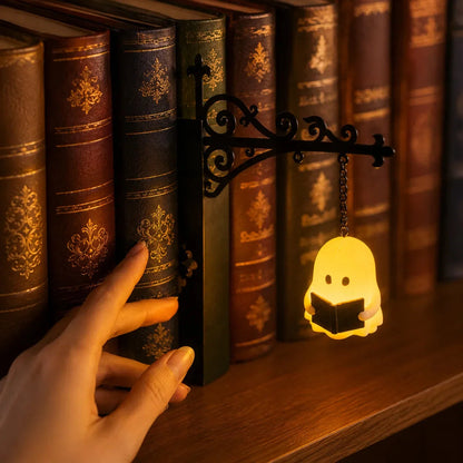 Bookshelf Lantern Warm Amber LED Battery-Operated Tool-Free Metal Holder