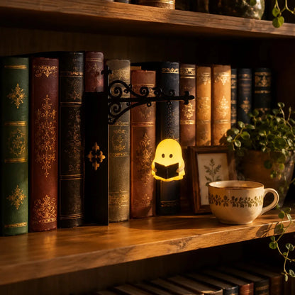 Bookshelf Lantern Warm Amber LED Battery-Operated Tool-Free Metal Holder