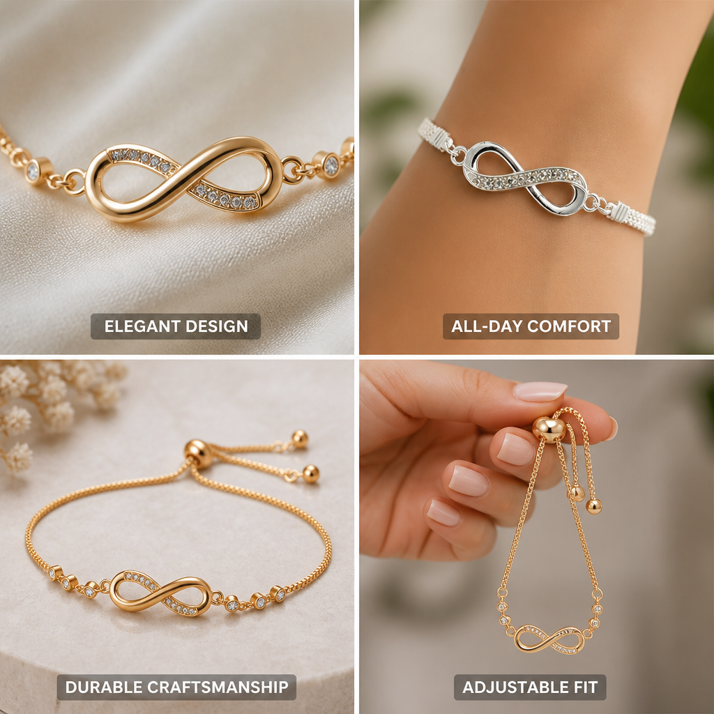 Bracelet Delicate Infinity Charm Gold & Silver Tone