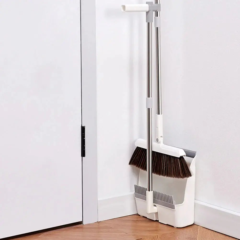 Broom & Dustpan Set Stainless Steel Handle Serrated Edge