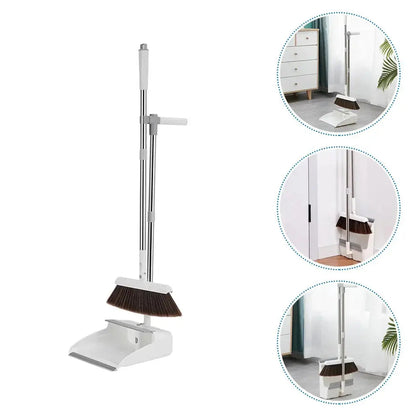 Broom & Dustpan Set Stainless Steel Handle Serrated Edge