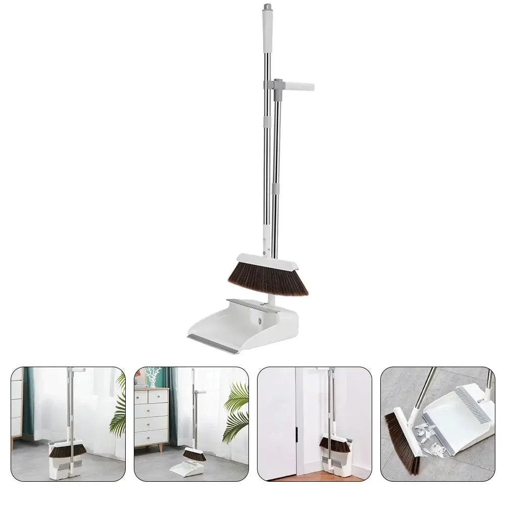 Broom & Dustpan Set Stainless Steel Handle Serrated Edge