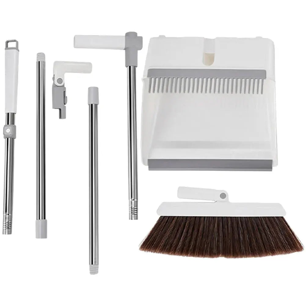 Broom & Dustpan Set Stainless Steel Handle Serrated Edge