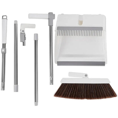 Broom & Dustpan Set Stainless Steel Handle Serrated Edge