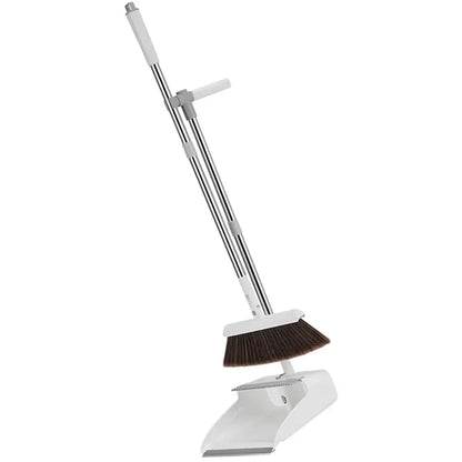 Broom & Dustpan Set Stainless Steel Handle Serrated Edge