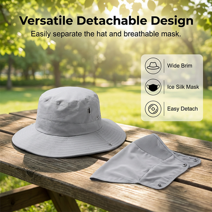 Bucket Hat Detachable Face Shield Ice-Silk Cooling