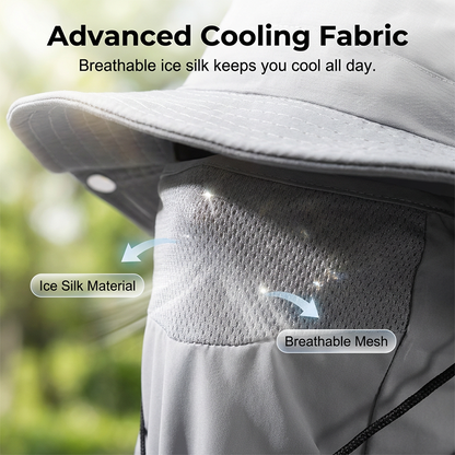 Bucket Hat Detachable Face Shield Ice-Silk Cooling