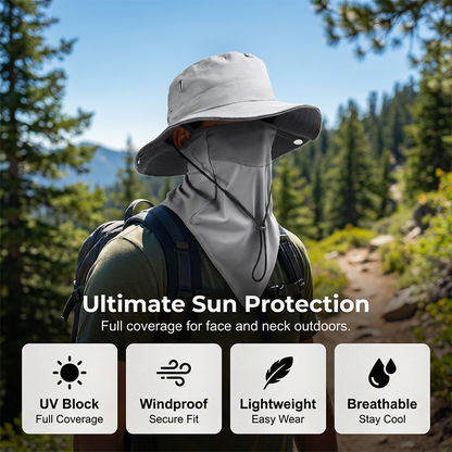 Bucket Hat Detachable Face Shield Ice-Silk Cooling