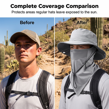 Bucket Hat Detachable Face Shield Ice-Silk Cooling