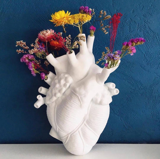 Bud Vase Anatomical Heart Ceramic Multiple Sizes & Colors