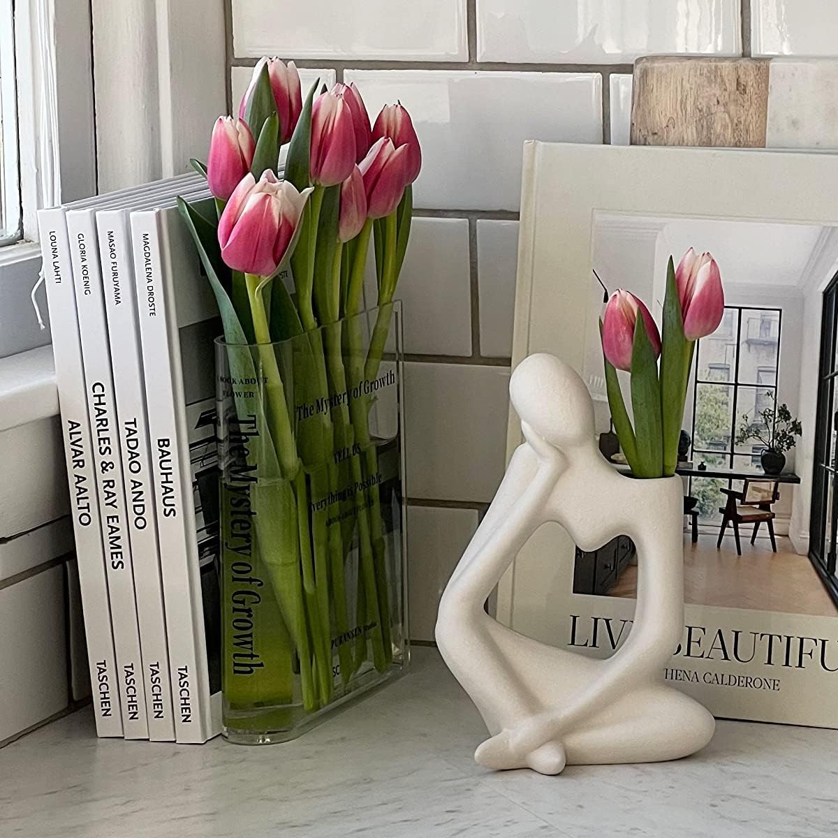 Bud Vase Book-Shaped Shatter-Resistant Acrylic