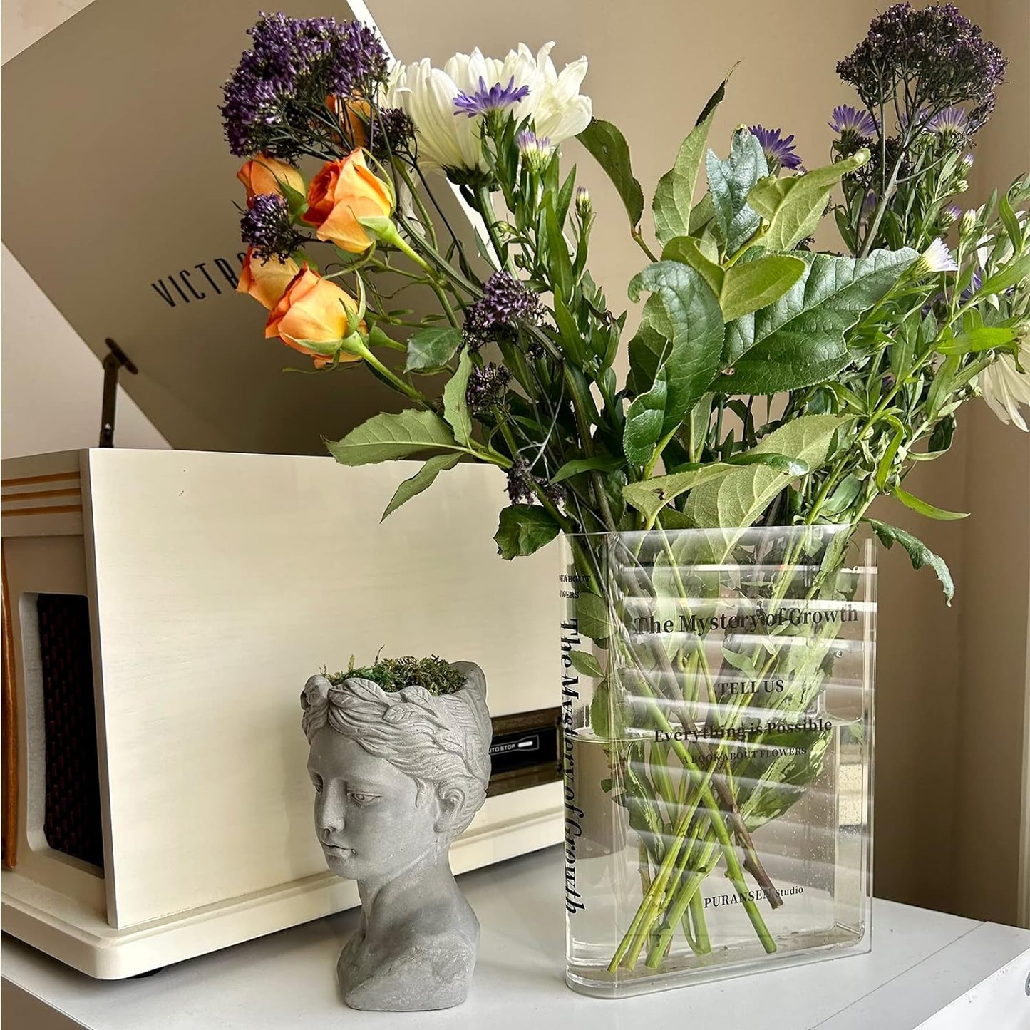 Bud Vase Book-Shaped Shatter-Resistant Acrylic