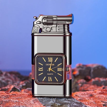 Butane Lighter Refillable Dual Flame Quartz Watch