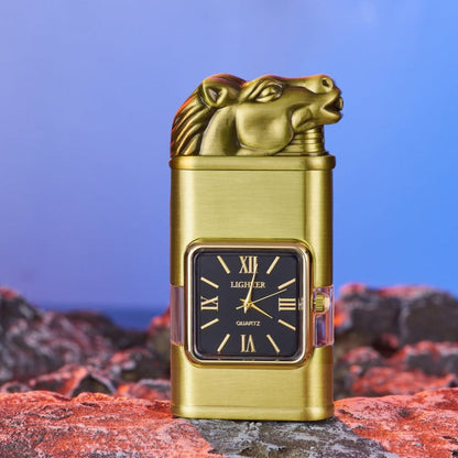 Butane Lighter Refillable Dual Flame Quartz Watch