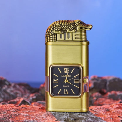 Butane Lighter Refillable Dual Flame Quartz Watch