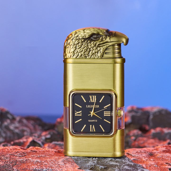 Butane Lighter Refillable Dual Flame Quartz Watch