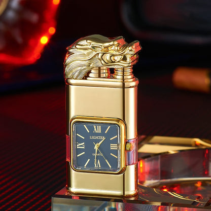 Butane Lighter Refillable Dual Flame Quartz Watch