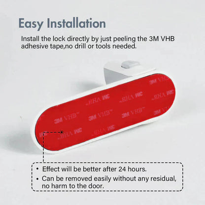 Cabinet & Door Lock Self-Adhesive No-Drill Push-And-Slide