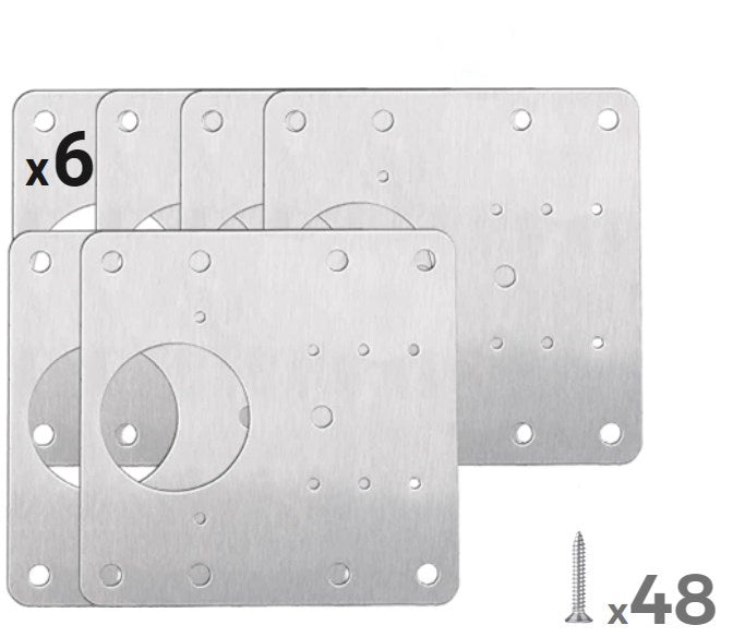 Cabinet Hinge Plate Set Stainless Steel Reinforcement