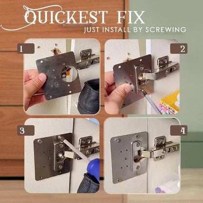 Cabinet Hinge Plate Set Stainless Steel Reinforcement