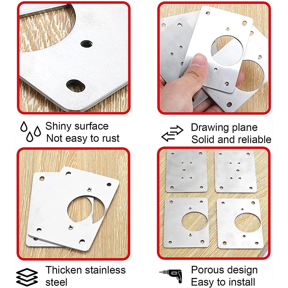 Cabinet Hinge Plate Set Stainless Steel Reinforcement