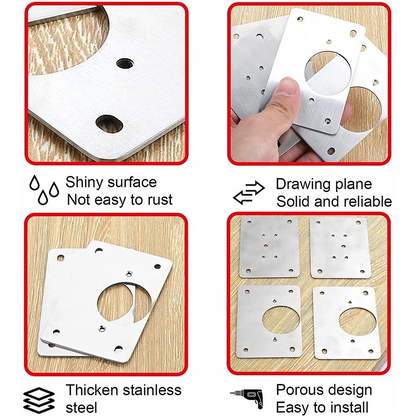 Cabinet Hinge Plate Set Stainless Steel Reinforcement