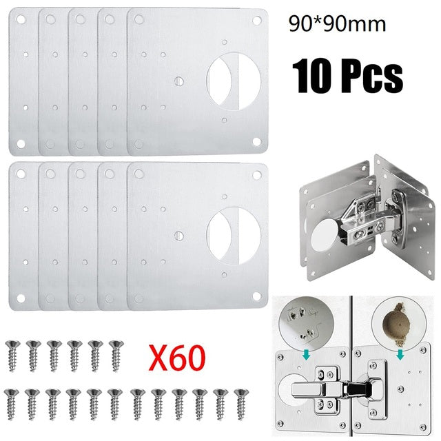 Cabinet Hinge Plate Set Stainless Steel Reinforcement