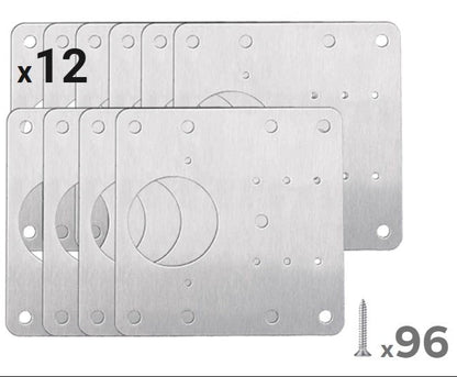 Cabinet Hinge Plate Set Stainless Steel Reinforcement