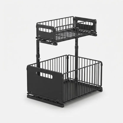 Cabinet Organizer Two-Tier Pull-Out Powder-Coated Carbon Steel