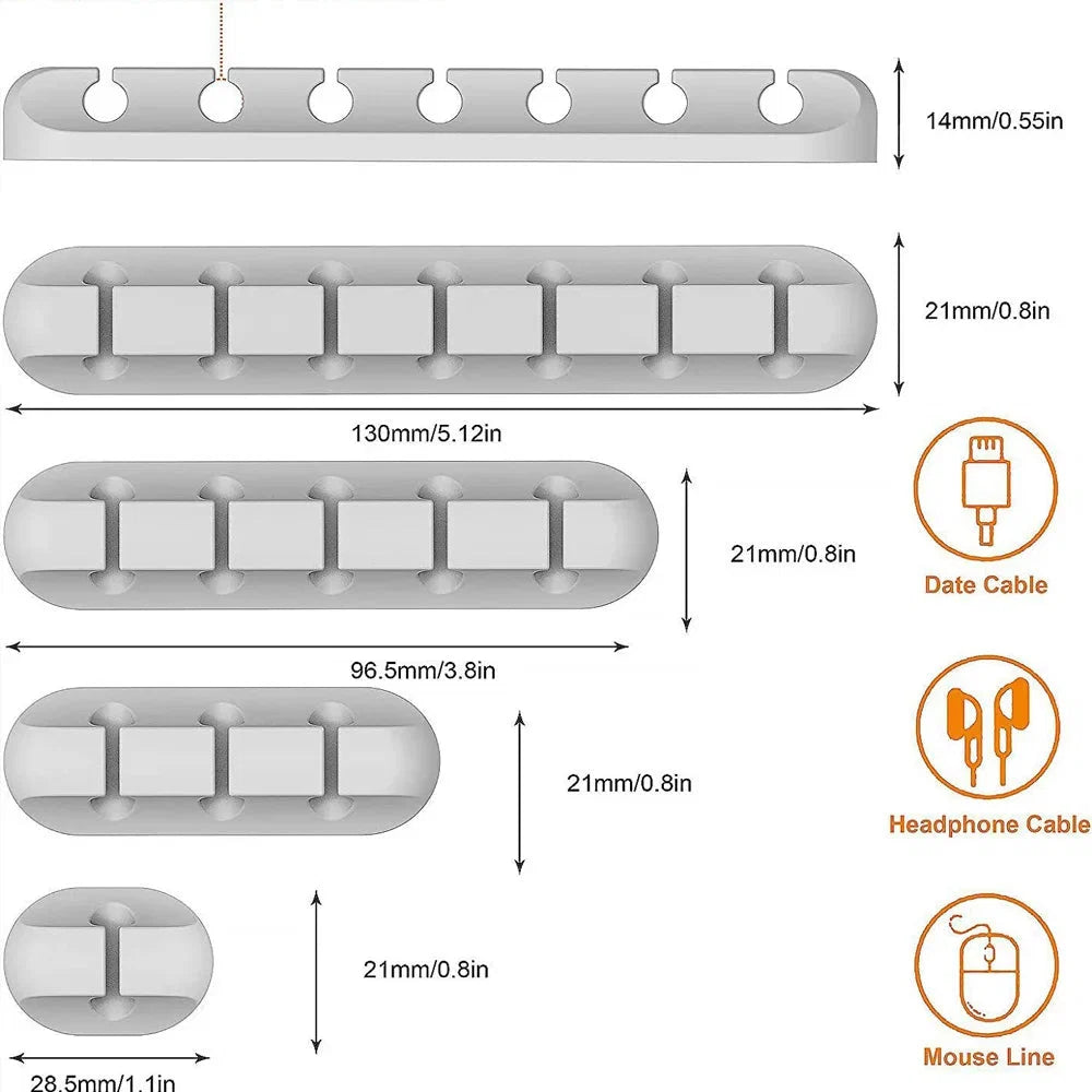 Cable Clips Self-Adhesive Silicone Multi-Cable
