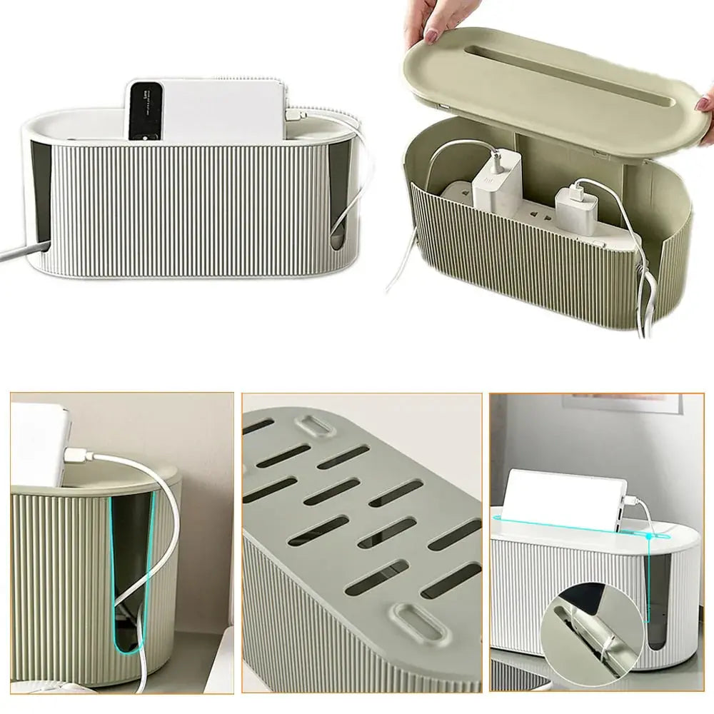 Cable Organizer Box Ventilated Lid & Side Cutouts
