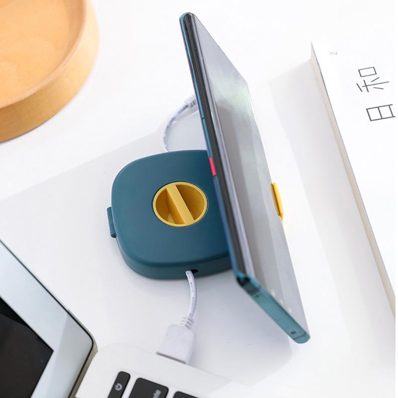 Cable Winder Integrated Phone Stand Tangle-Free & Compact